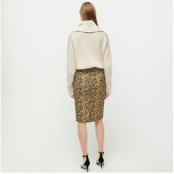 J Crew No 2 Leopard Animal Print Knee Length Pencil Skirt Size 6 - Picture 4 of 14